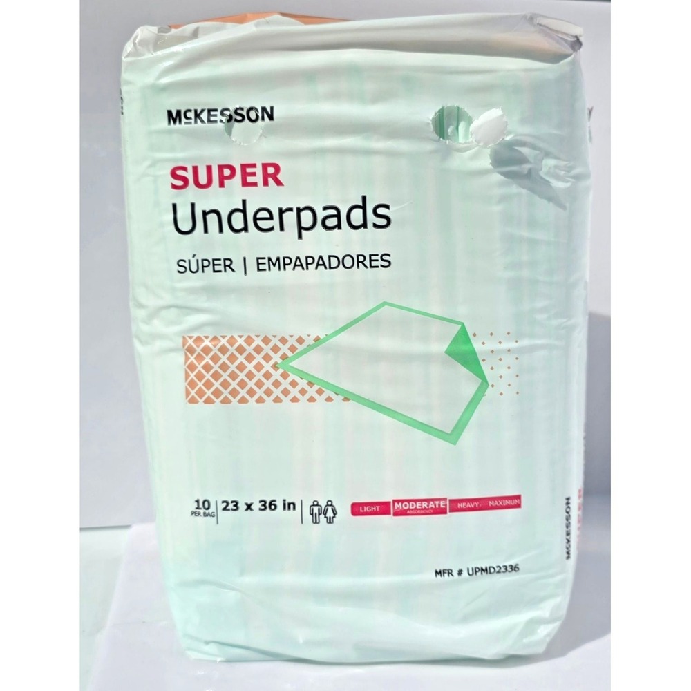 MCKESSON Super Underpads 23x36 Moderate Absorbency Disposable 10 Pack - Picture 2 of 11